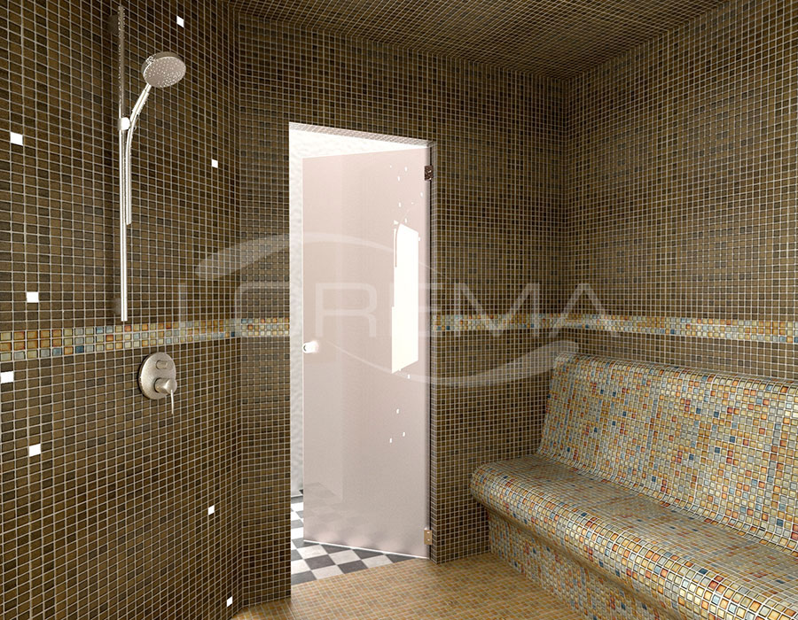 Parní sauna dveře satinato, LED osvětlení se změnou barvy