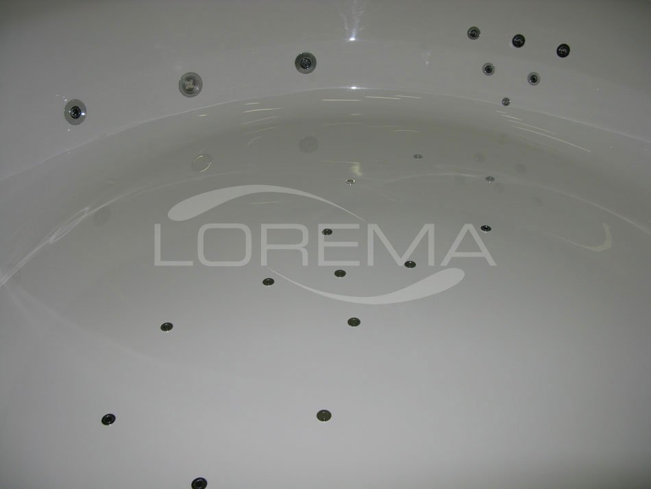 Hydro-massage bathtub ALBATROS FORUM, detail of the SLIM equipment - jets, LED lighting