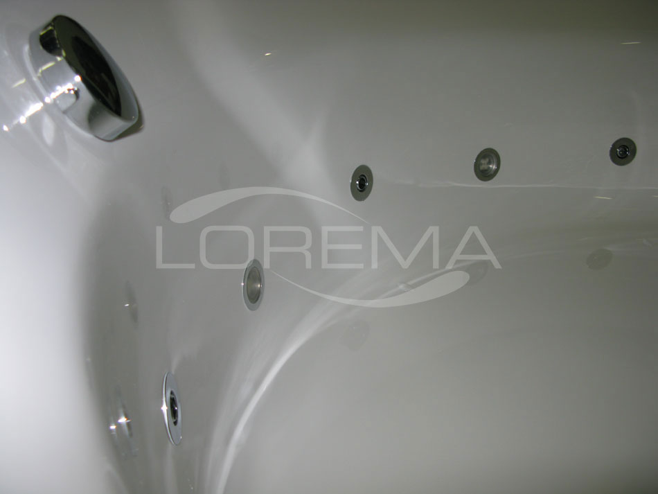 Hydro-massage bathtub ALBATROS FORUM, detail of ultra-thin SLIM jets and lighting